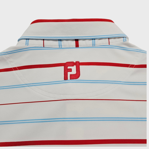 FootJoy Shirt Mens Large Golf Polo Stripes Plantation Course Edisto White Red - Picture 6 of 15